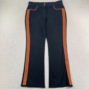Etro Black Jeans with Red-Orange Side Trim